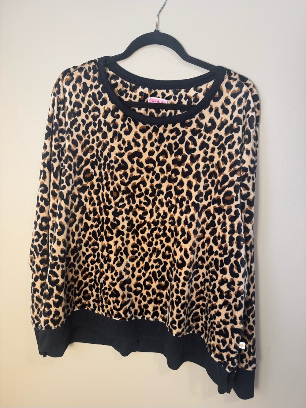 KATE SPADE Leopard Print Velour Lounge Top Pullover Sweatshirt XXL